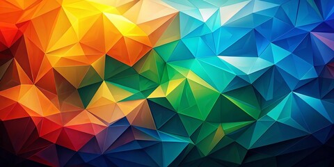 Fototapeta premium A vibrant tapestry of geometric shapes, each facet shimmering with a spectrum of colors, creating a captivating interplay of light and shadow.