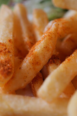 detail shot of French Fries on table 