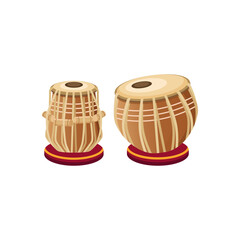 Tabla, Indian paired drum isolated in white.