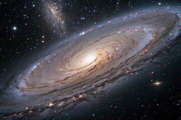 Fototapeta premium A majestic spiral galaxy with swirling arms of gas and dust, illuminated by the soft glow of countless stars, spiral, celestial