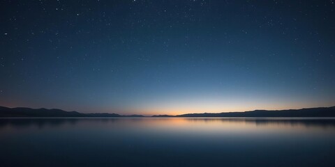 A serene and peaceful landscape with a vast expanse of stars stretching across the sky, reflected in a tranquil lake or pool of water., peaceful, calm, lake
