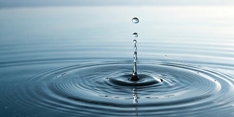 A serene Zen drop falls through the calm water, creating a ripple effect, zennedrop, depth, reflection, serene, tranquility