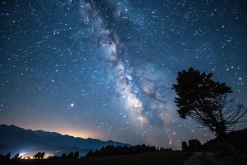 A sprinkle of twinkling lights across the velvet expanse of the night sky, astronomy, universe