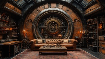 Steampunk Interior Design with a Giant Gear