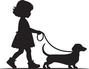 Cute Girl Walking Her Dog icon
