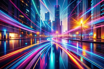 Fototapeta premium Stunning Long Exposure Photography of a Modern UI Preview with Abstract Shapes and Colors Blending Together in a Digital Environment