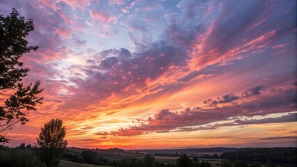 Obraz premium Sunset sky with abstract watercolor background, atmosphere, sky, ethereal, clouds