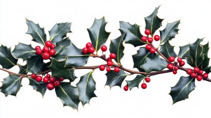 Fototapeta premium holly berries on white