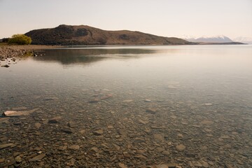 Lake Tekapo Winter Landscape on a Sunny Day: New Zealand Scenery