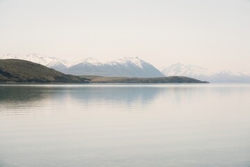 Lake Tekapo Winter Landscape on a Sunny Day: New Zealand Scenery