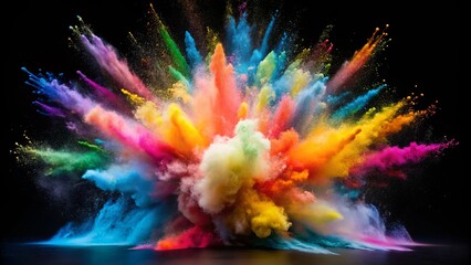 A symphony of vibrant hues erupts in a captivating explosion of color, illuminating the darkness with a kaleidoscope of shades, creating a visual spectacle of dynamic artistry.