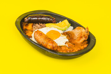 Paisa tray the most representative dish of Colombia and the emblem of Antioquia gastronomy