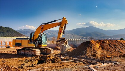 Obraz premium The precision of a powerful excavator ensures accurate digging. 