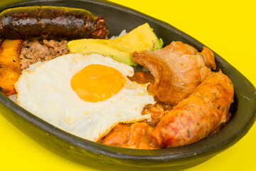 Paisa tray the most representative dish of Colombia and the emblem of Antioquia gastronomy