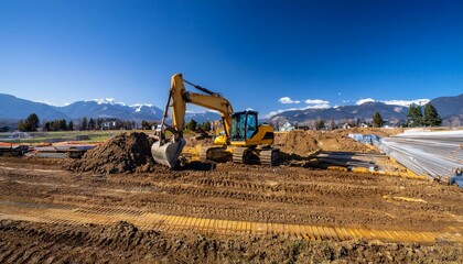 Fototapeta premium The impact of a powerful excavator is seen in every construction project. 