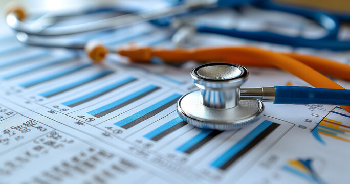 Stethoscope on Financial Charts, Healthcare Costs Analysis
