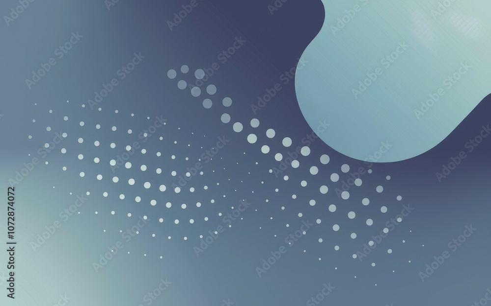 Poster blue abstract background design. serene blue gradient with flowing shapes and subtle halftone dots e