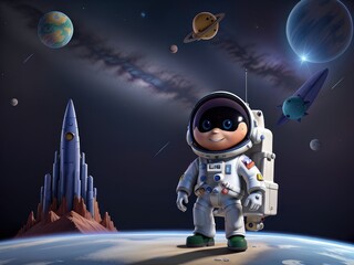 Naklejka premium astronaut on the moon