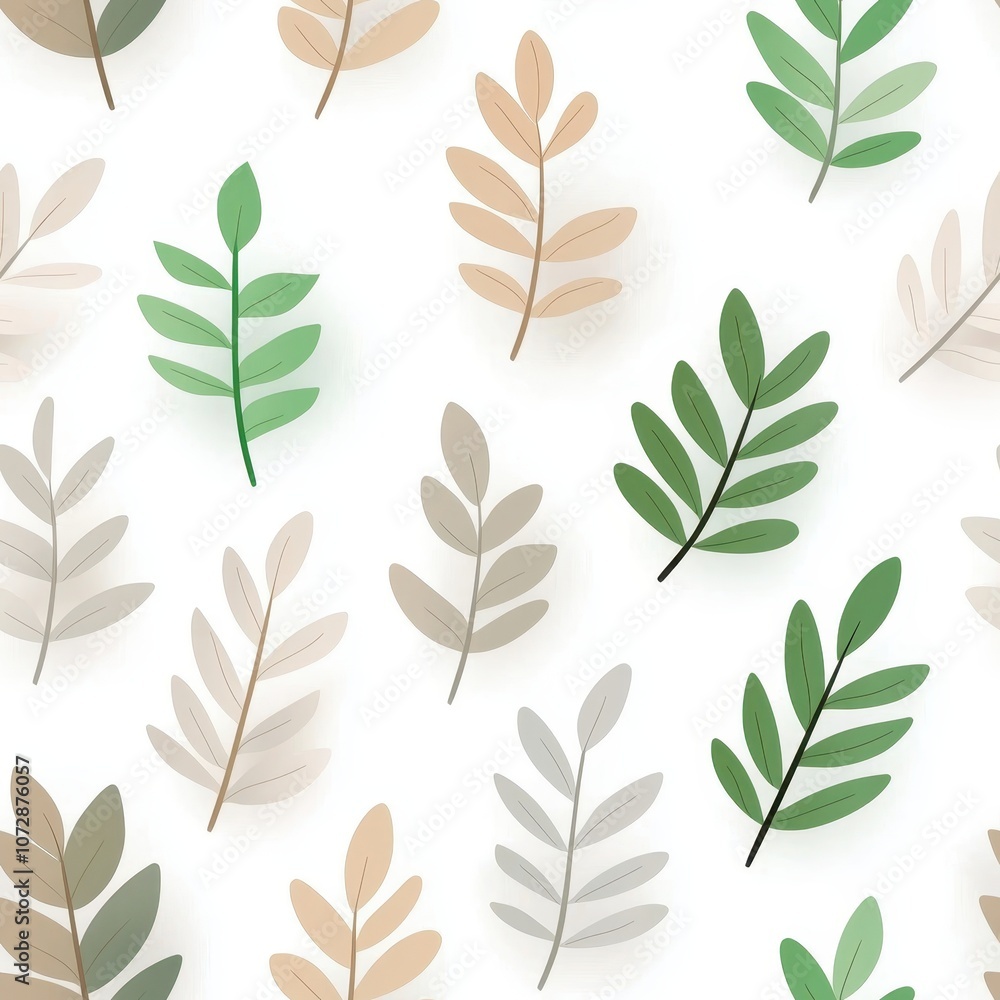 Poster elegant design featuring various leaves in a repetitive pattern, perfect for nature-inspired project