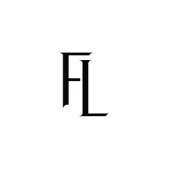 FL monogram logo design letter text name symbol monochrome logotype alphabet character simple logo