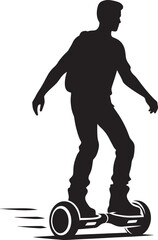 A person Hover boarding silhouette vector illustration isolated on a white background