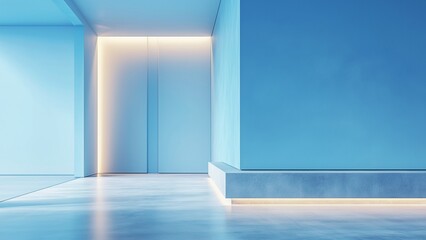 Empty blue minimalist room background