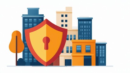 Naklejka premium Cybersecurity Solutions for Mall Retailers Shield icon representing layered security for various mall retailers and stores