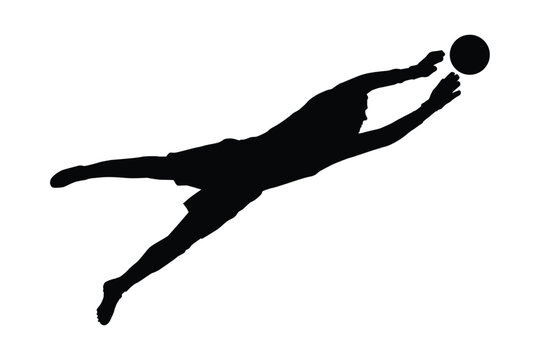 black silhouette soccer player diving for ball clip art preview