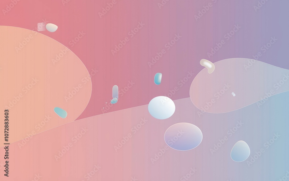Poster pastel shapes abstract design. soft pastel shapes float, evoking serenity and calm. a subtle, peacef