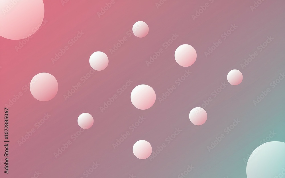 Poster pastel sphere background. soft pink and teal gradient with floating spheres. evokes serenity and con
