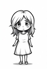 Fototapeta premium Sadness Illustrated: A Black and White Coloring Page of a Depressed Woman, Ideal for Kids to Explore Emotions and Creativity in a Simple Design