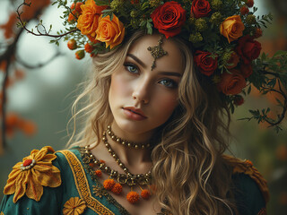 Fototapeta premium Generated portrait illustration of a beautiful woman.
