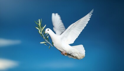 Obraz premium White dove with an olive branch, symbolizing peace