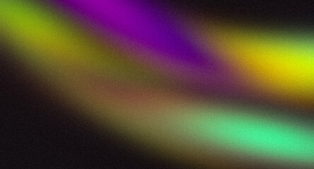 Elegant color gradient grainy background. Abstract dark purple green orange blue black color glowing noisy gradient, vibrant colors flow,noise texture effect background