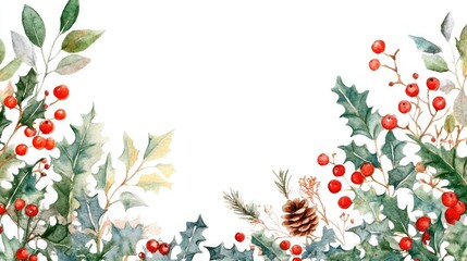 Naklejka premium Christmas theme, watercolor style, isolated on white background 