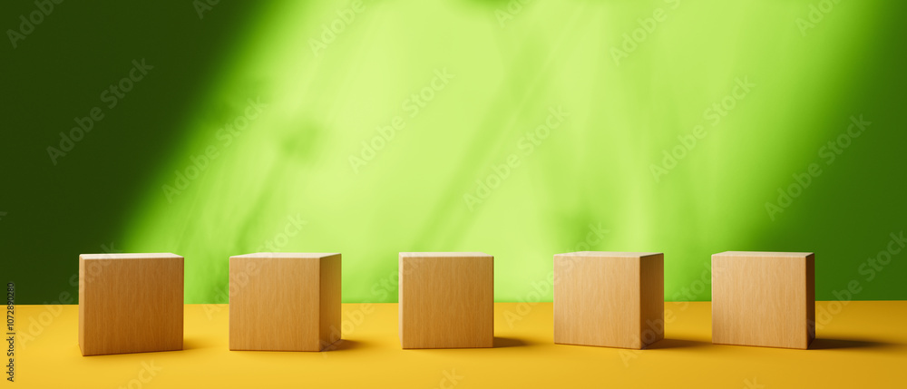 Poster square blocks and cubes - geometric shapes - 3d render