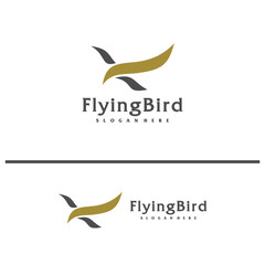 Flying Bird logo design concept template. Eagle logo vector illustration