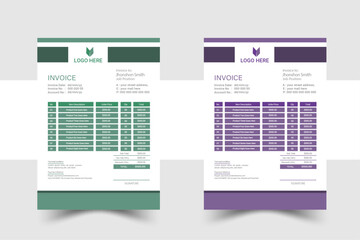 Obraz premium Unique and professional Invoice design template for company bill form business invoice. Innovative design, with creative design and creative color.