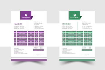 Unique and professional Invoice design template for company bill form business invoice. Innovative design, with creative design and creative color.