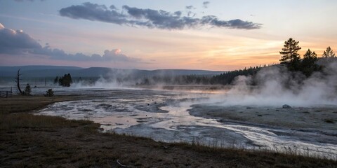 Soft focus reveals a hazy, ghostly landscape, shrouded in a perpetual twilight, where wisps of vapor dance and swirl like spectral dancers, night, fog, eerie, cloud
