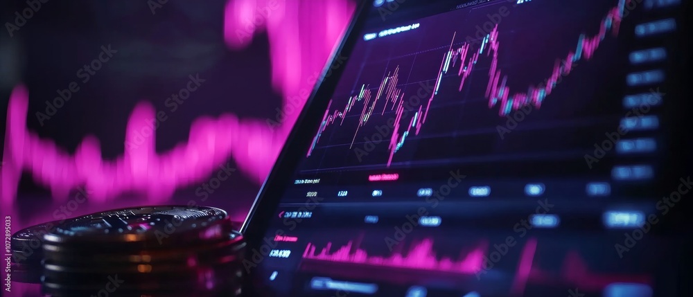Poster Close-Up of Cryptocurrency Trading App Displaying Bitcoin and Ethereum Prices on Smartphone