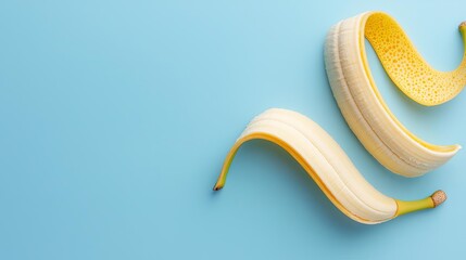 Obraz premium Abstract banana peel emitting energy waves, clean background, renewable resources concept