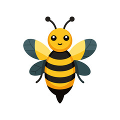 Cute bee cartoon waving hand white background