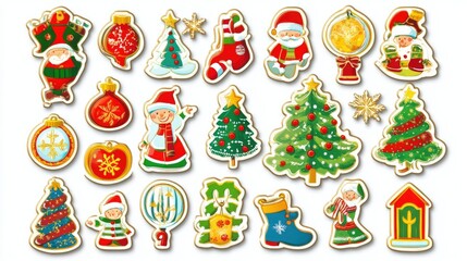 Fototapeta premium Sticker christmas illustration, Collection of Christmas on white background
