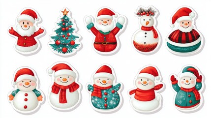 Sticker christmas illustration, Collection of Christmas on white background