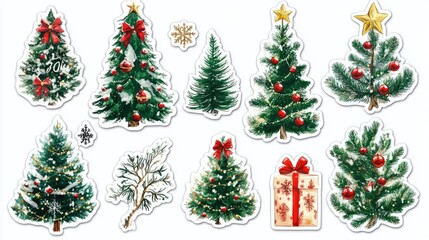 Sticker christmas illustration, Collection of Christmas on white background