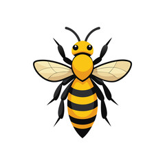 Cute bee cartoon waving hand white background