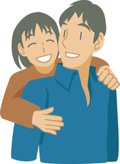 父親に抱きつく子供のイラスト