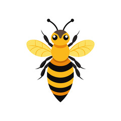 Cute bee cartoon waving hand white background