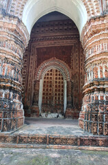 Popular terracotta art portraying hindu mythological stories on Kantajew temple in Bangladesh.Commonly known as Kantaji Temple,is a late-medieval Hindu temple.